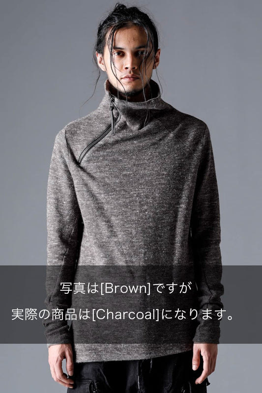 Shetland wool and linen bottleneck pullover  Charcoal