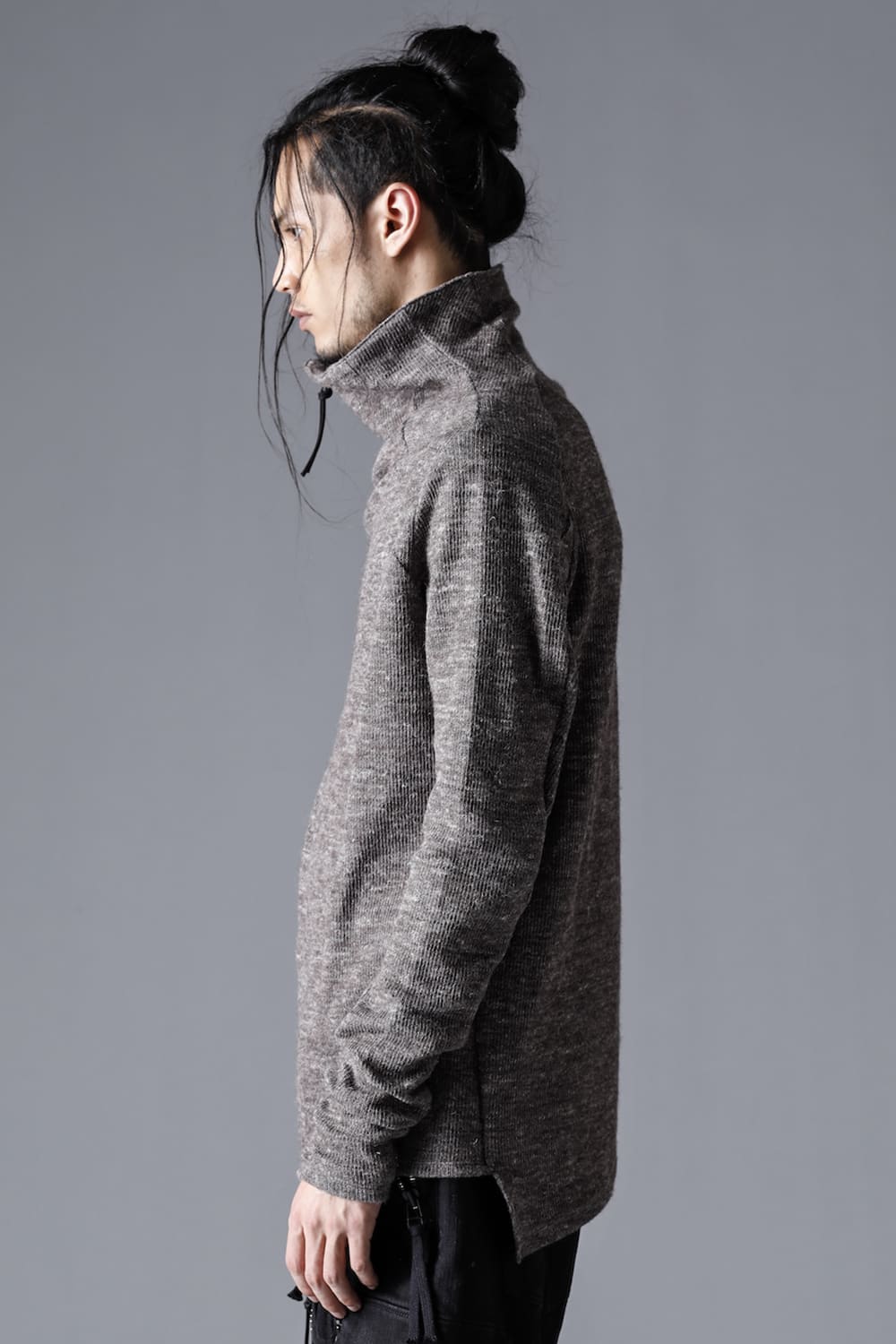 Shetland wool and linen bottleneck pullover  Brown