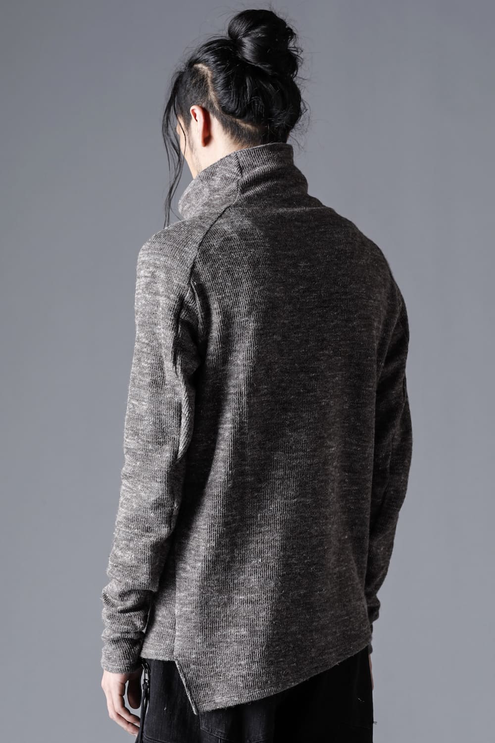 Shetland wool and linen bottleneck pullover  Charcoal