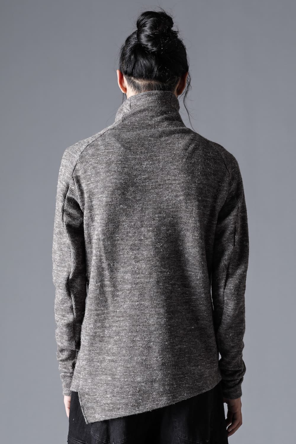 Shetland wool and linen bottleneck pullover  Brown