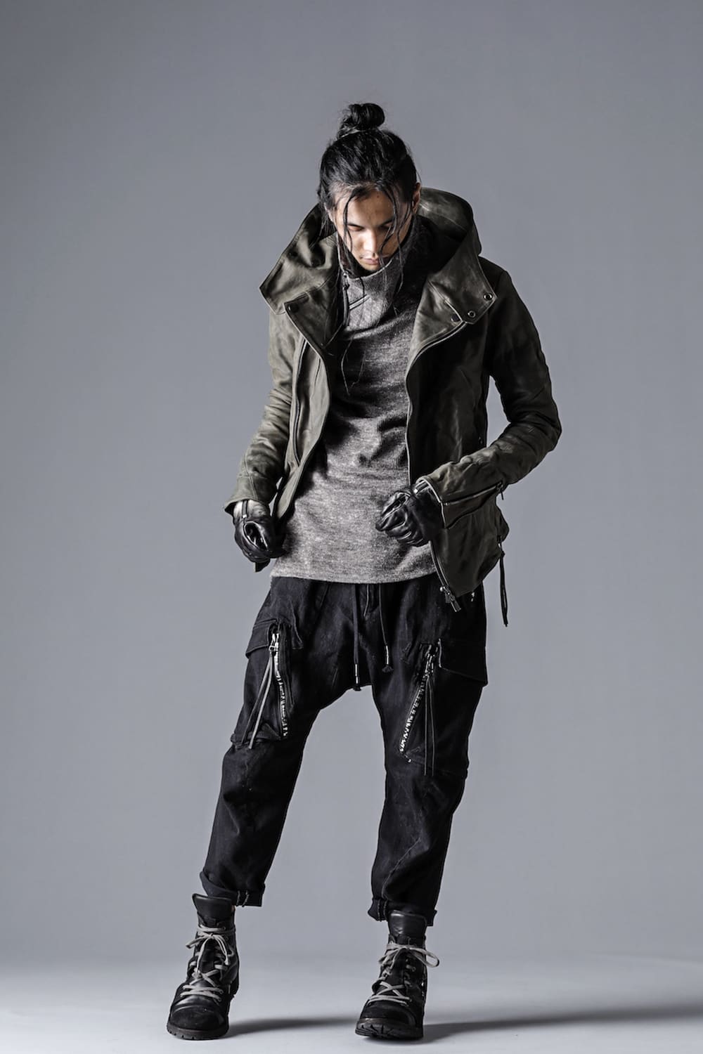 Shetland wool and linen bottleneck pullover  Charcoal