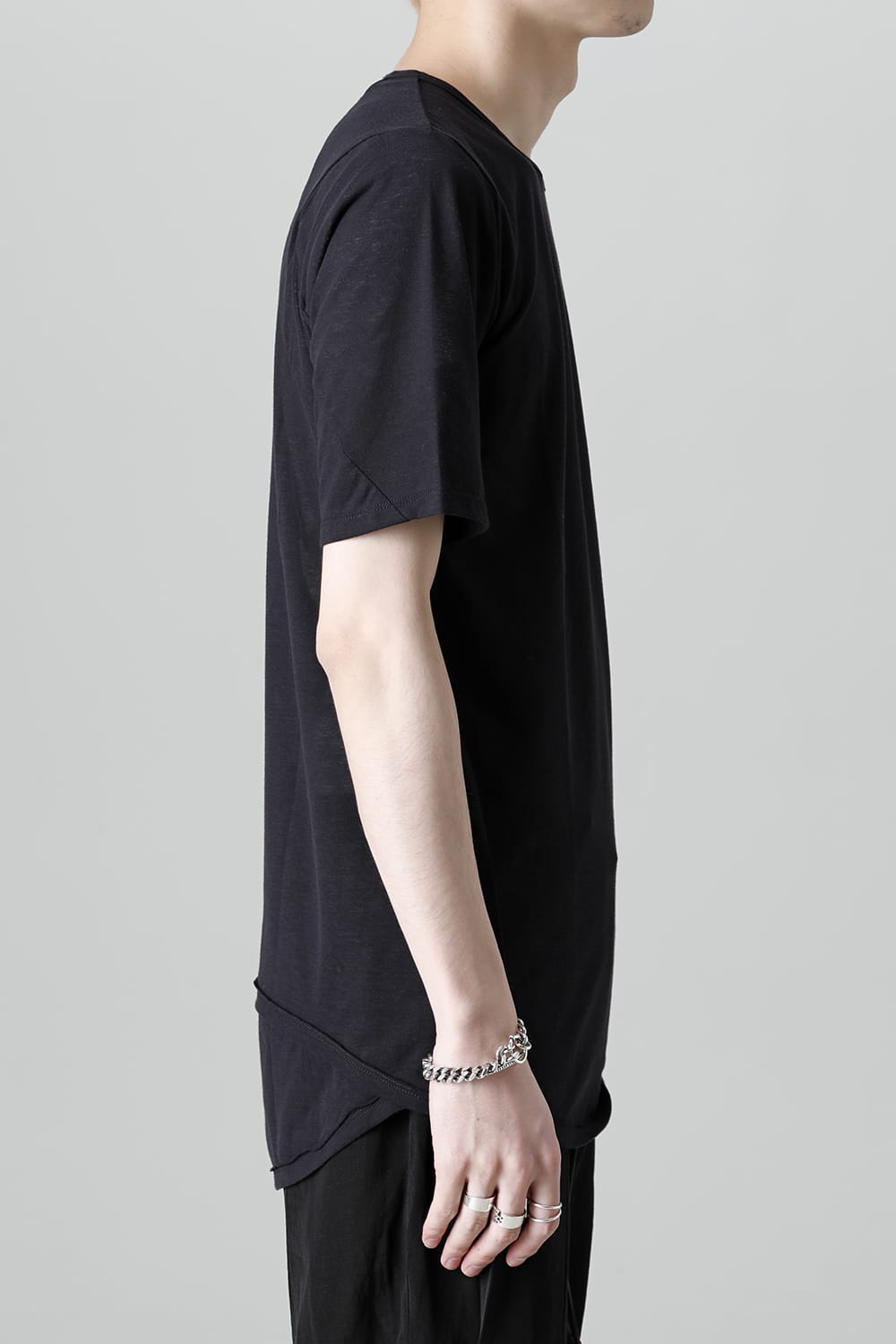 Strong Twist Light Cotton Jersey Short Sleeve T-Shirt  Black