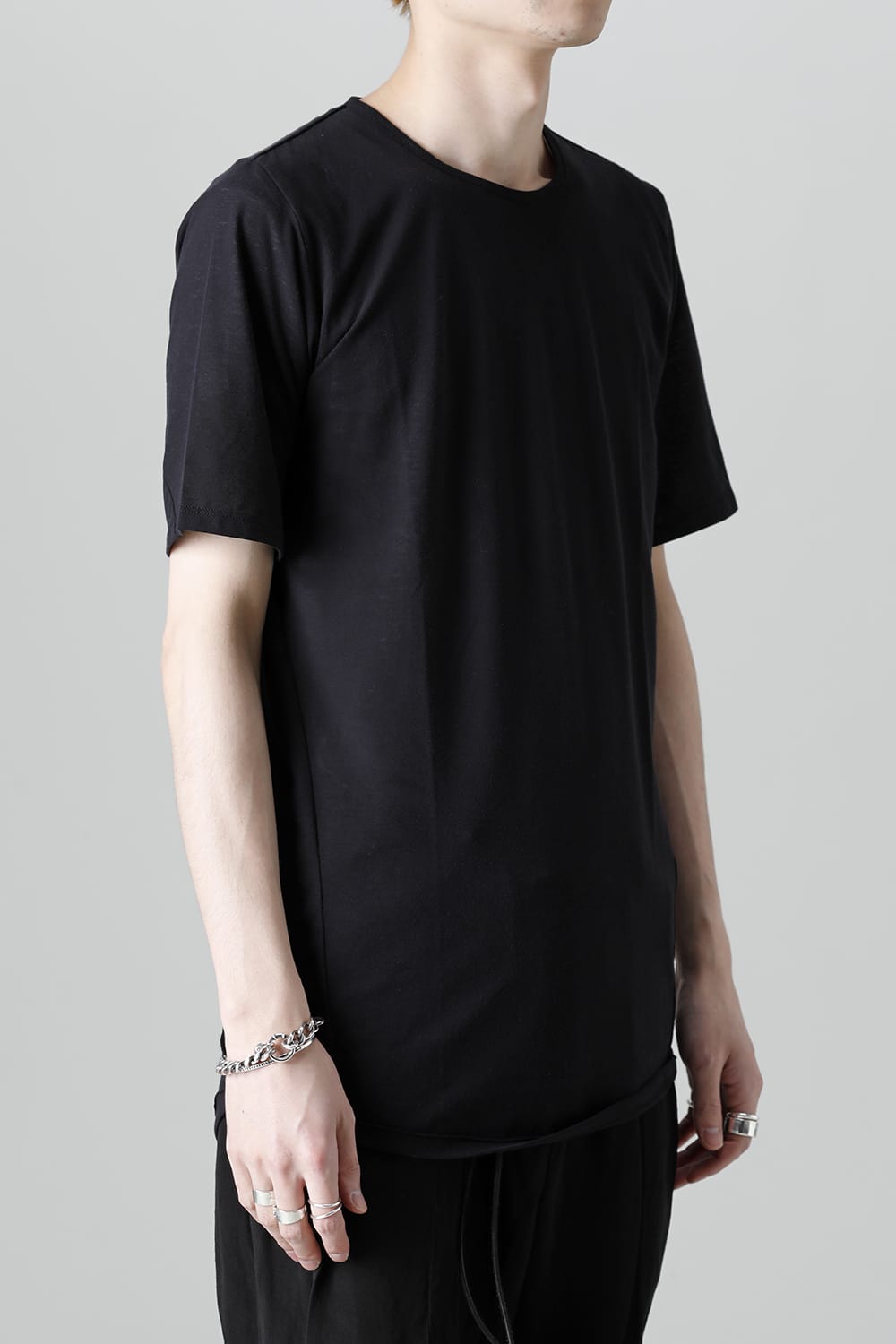 Strong Twist Light Cotton Jersey Short Sleeve T-Shirt  Black