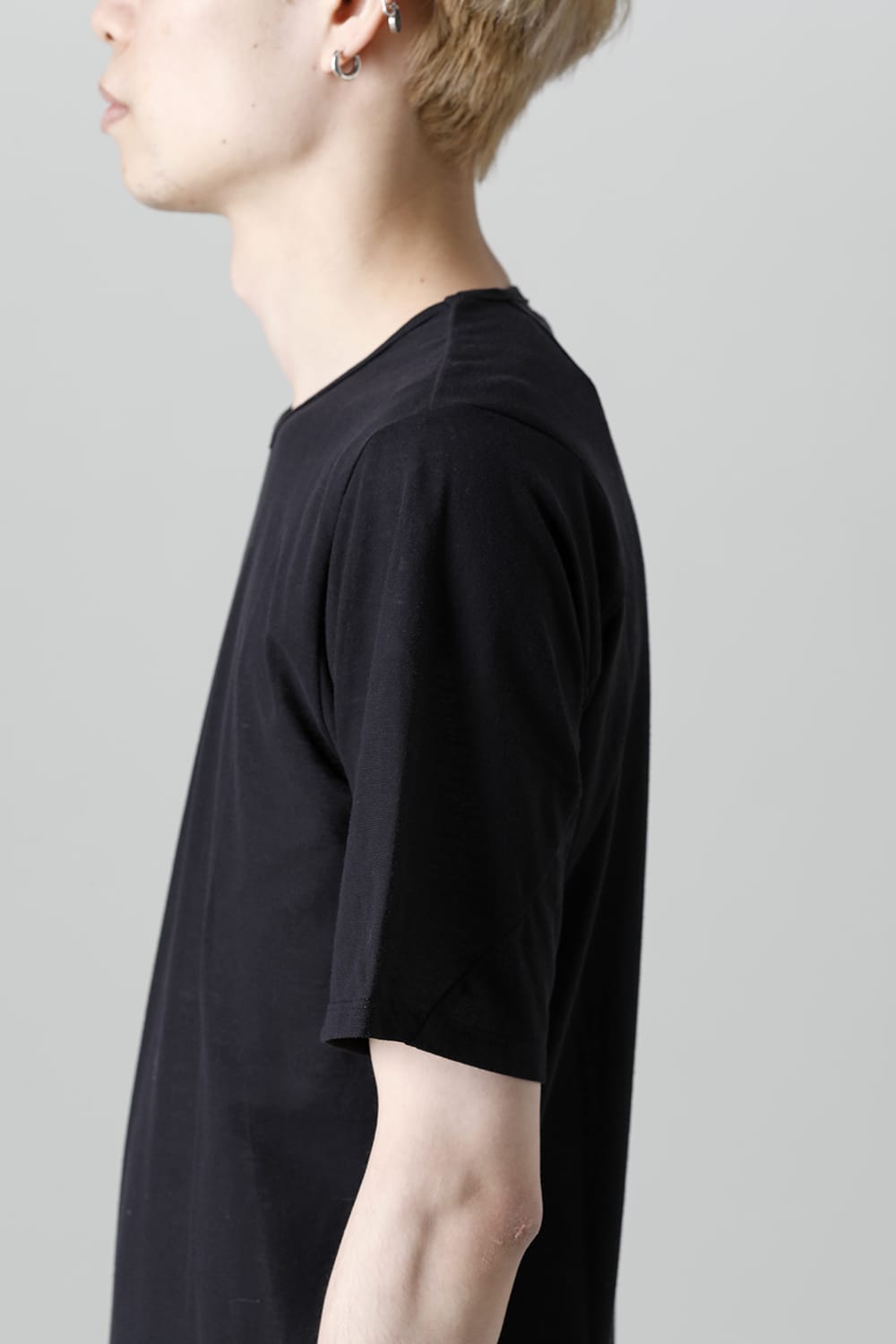 Strong Twist Light Cotton Jersey Short Sleeve T-Shirt  Black