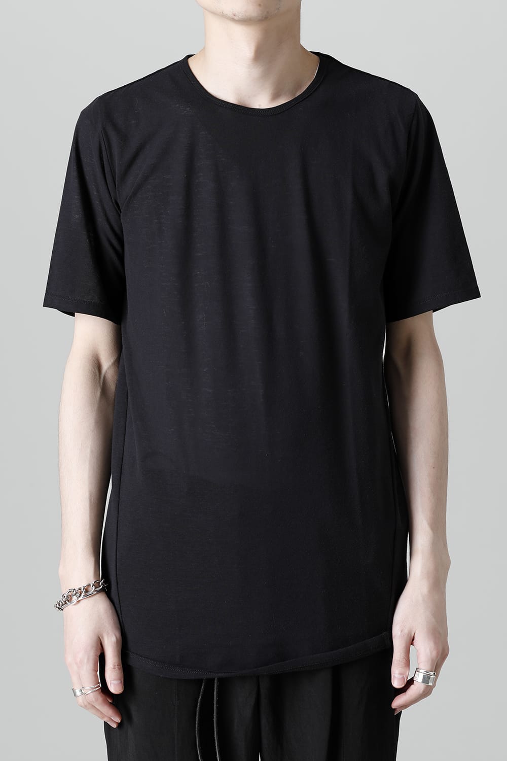 Strong Twist Light Cotton Jersey Short Sleeve T-Shirt  Black