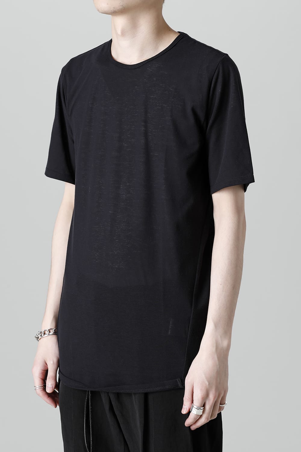 Strong Twist Light Cotton Jersey Short Sleeve T-Shirt  Black