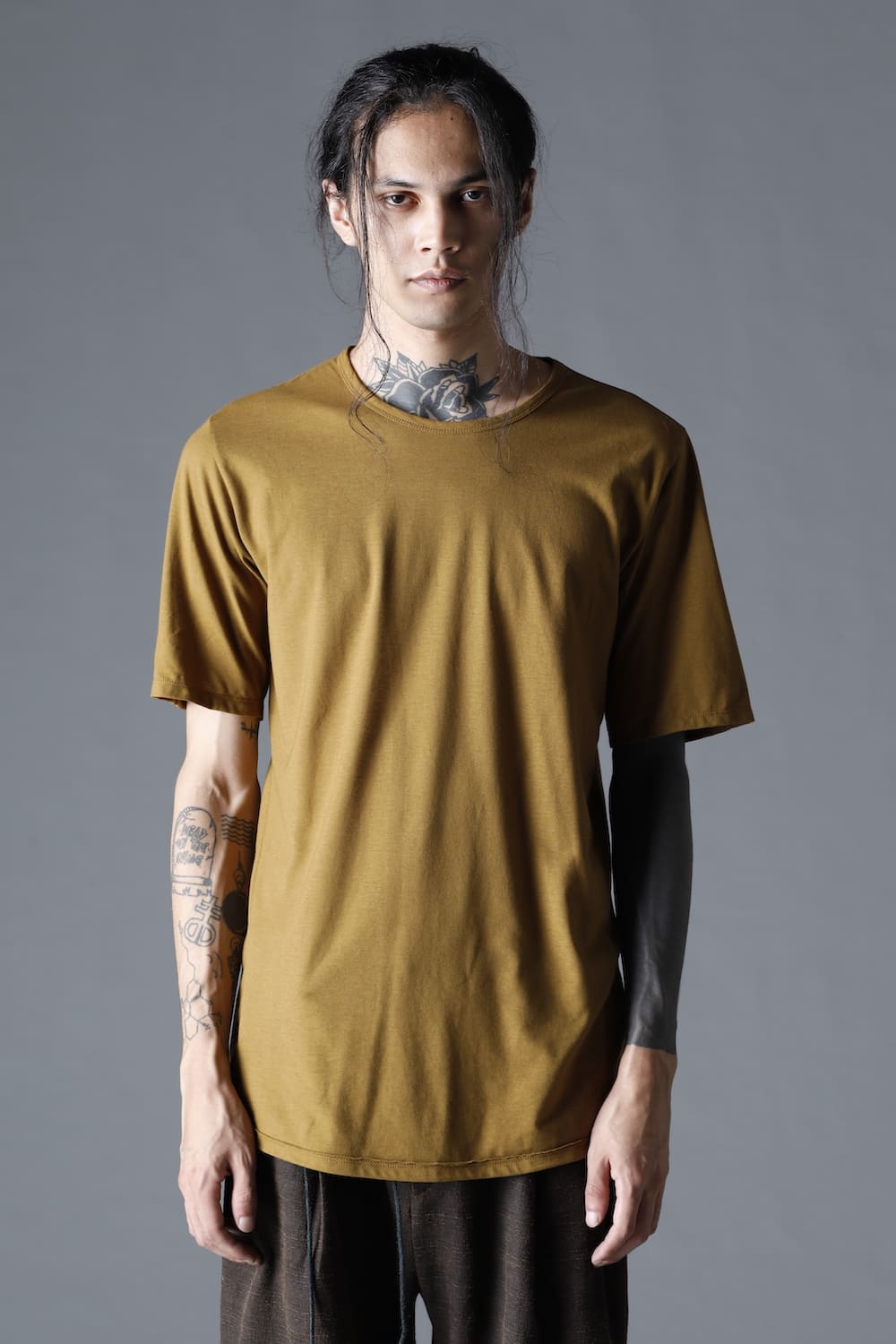 Strong Twist Light Cotton Jersey Short Sleeve T-Shirt  Mustard