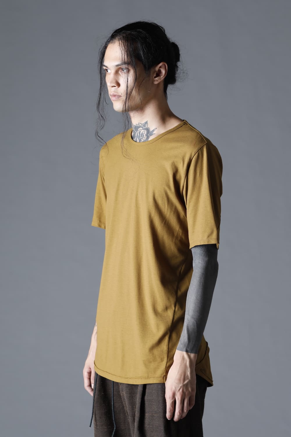 Strong Twist Light Cotton Jersey Short Sleeve T-Shirt  Mustard