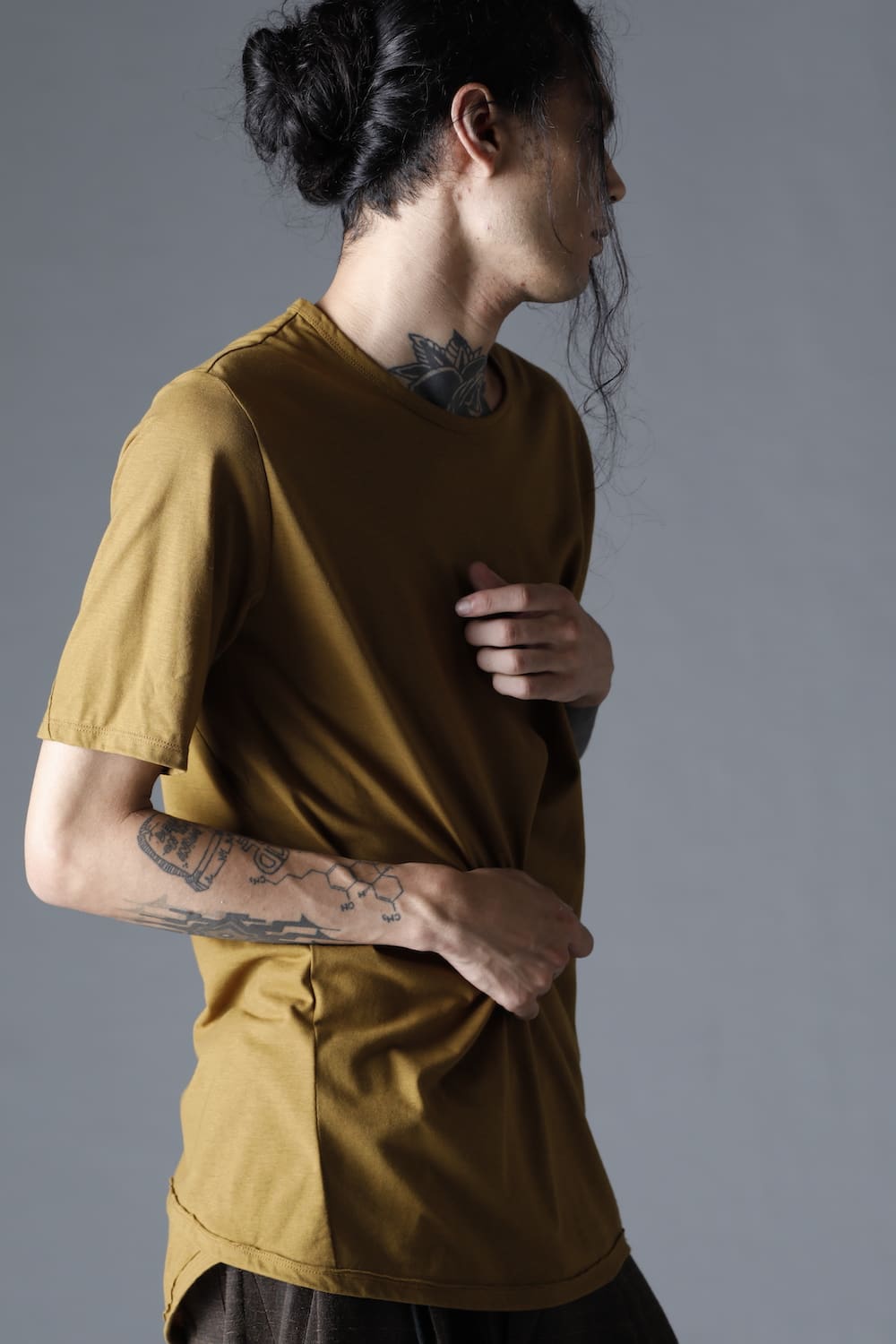 Strong Twist Light Cotton Jersey Short Sleeve T-Shirt  Mustard