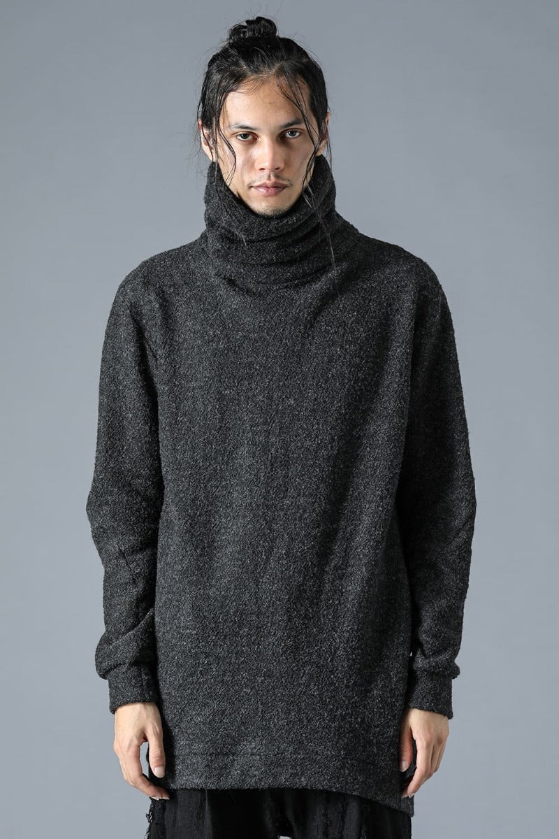 Slab Wool Knit High-Neck Pullover Charcoal