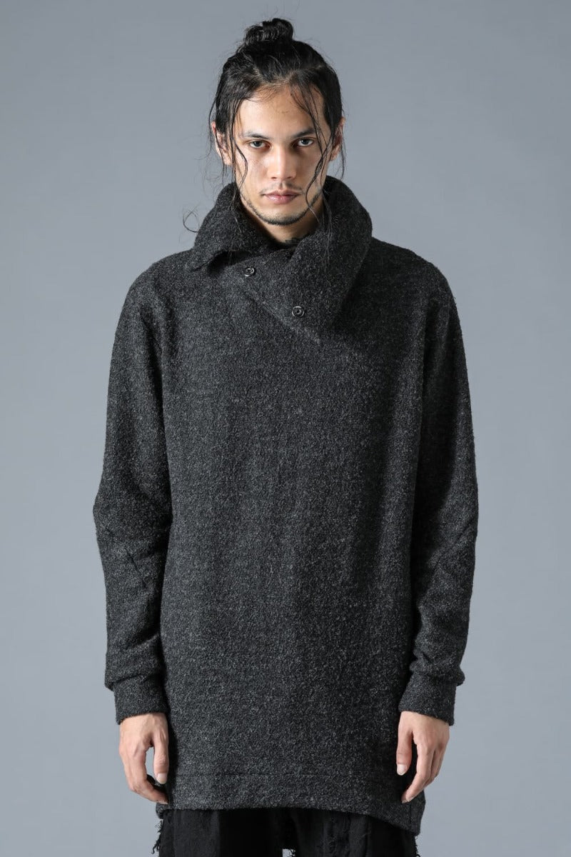 Slab Wool Knit High-Neck Pullover Charcoal