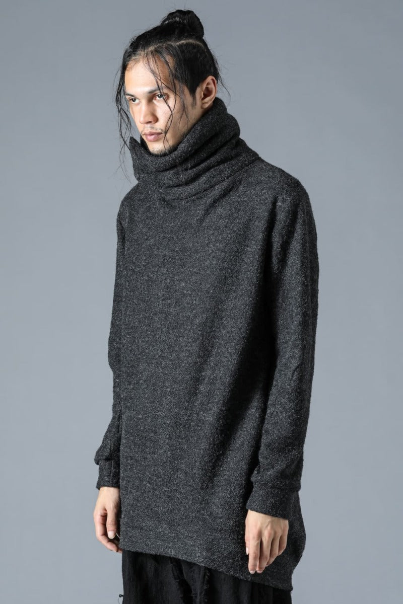 Slab Wool Knit High-Neck Pullover Charcoal