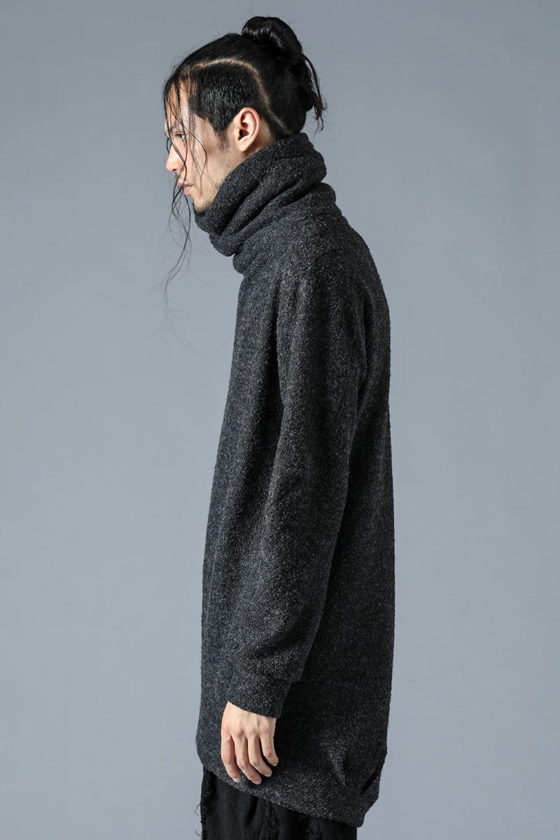 Slab Wool Knit High-Neck Pullover Charcoal