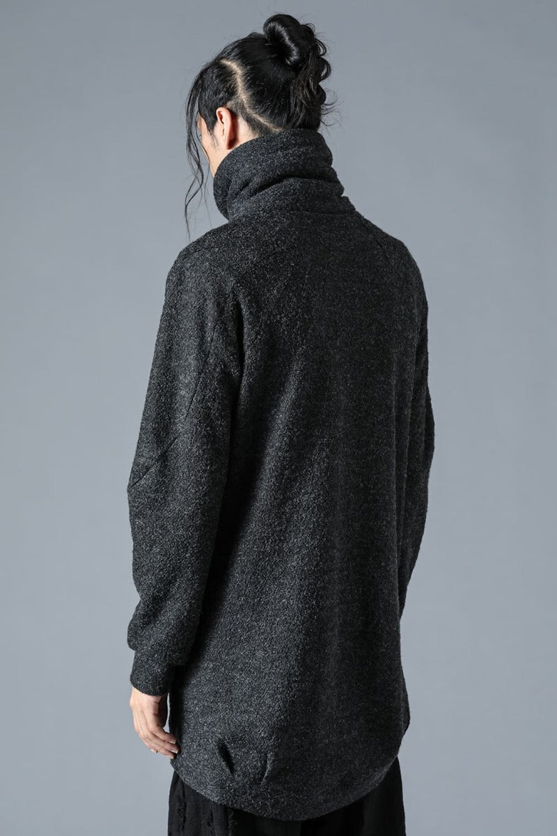 Slab Wool Knit High-Neck Pullover Charcoal