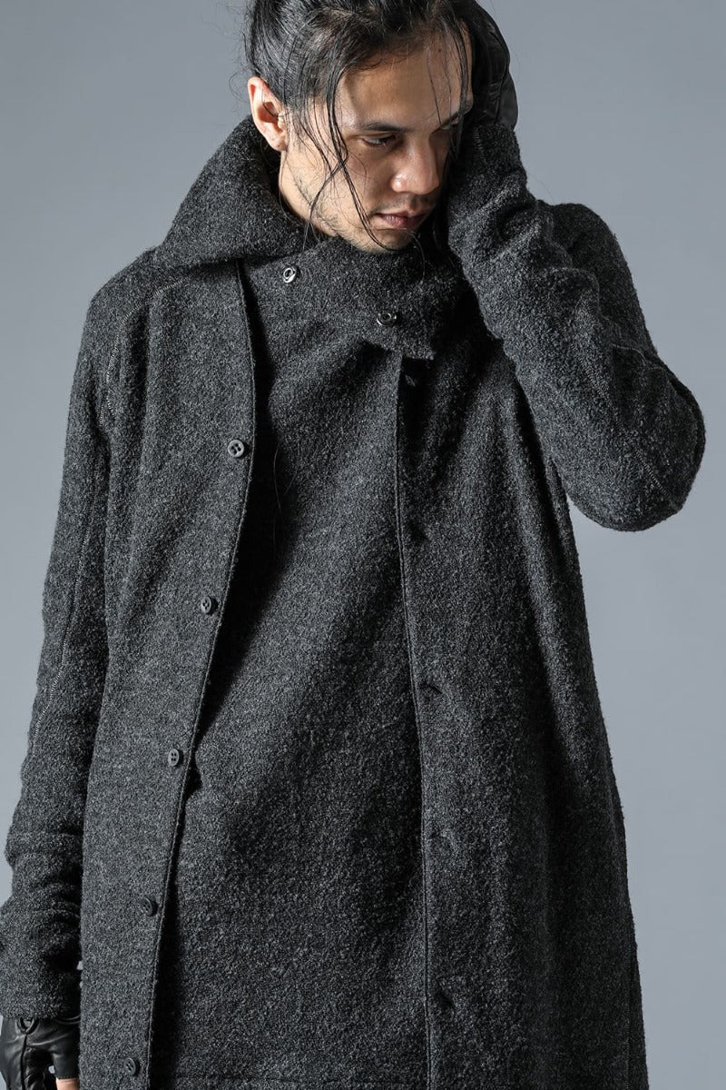 Slab Wool Knit High-Neck Pullover Charcoal