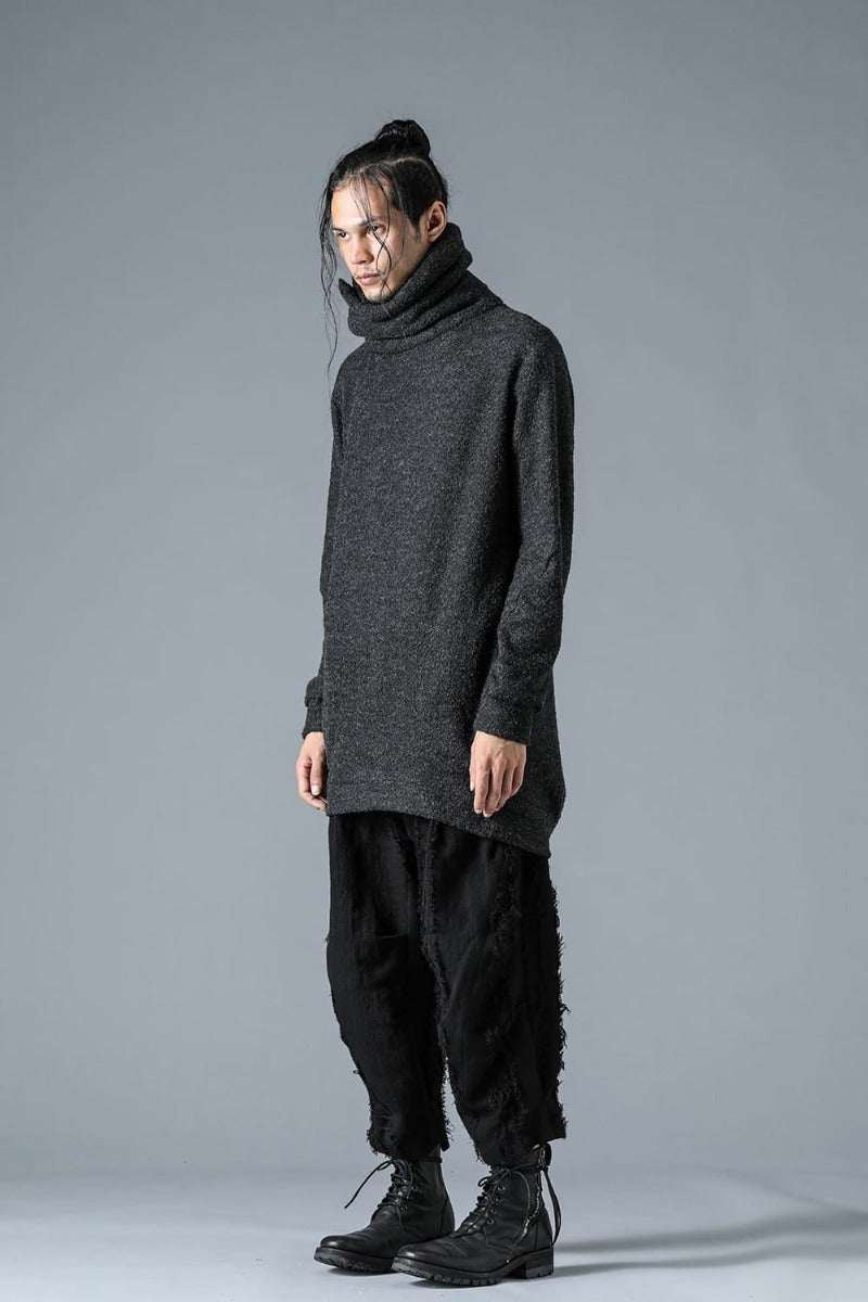 Slab Wool Knit High-Neck Pullover Charcoal