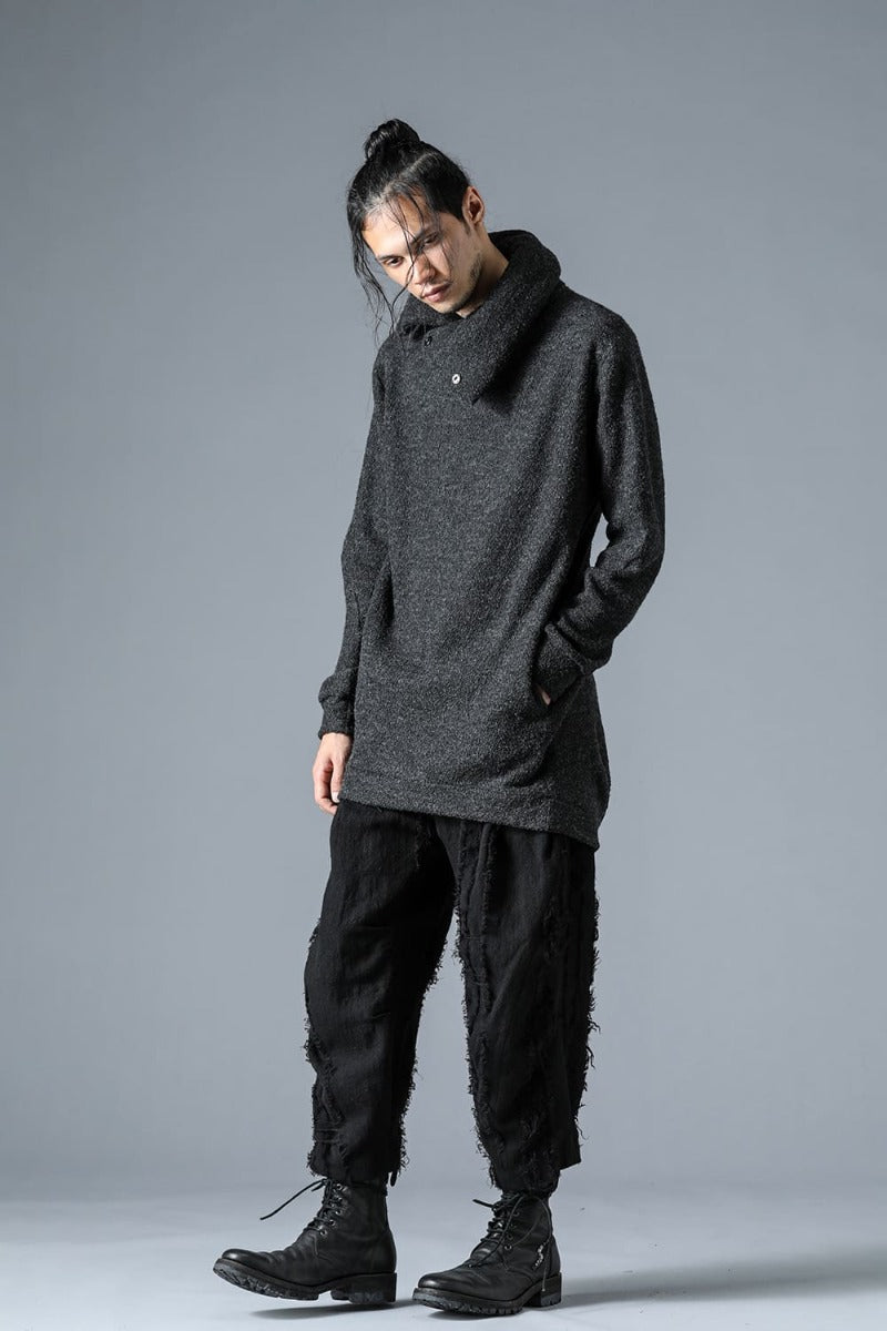 Slab Wool Knit High-Neck Pullover Charcoal