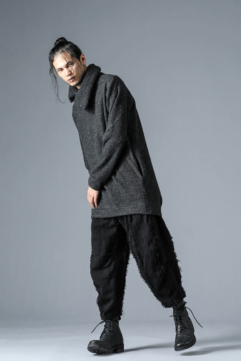 Slab Wool Knit High-Neck Pullover Charcoal