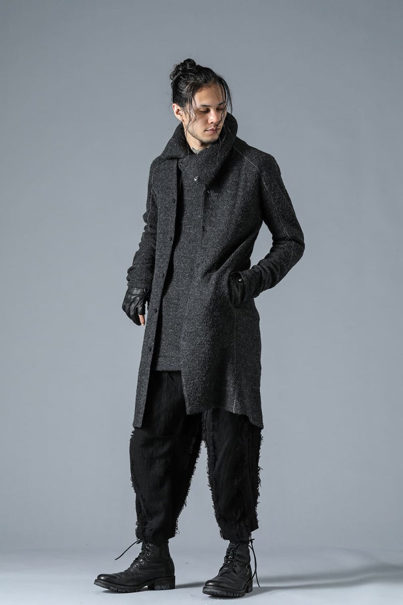 Slab Wool Knit High-Neck Pullover Charcoal