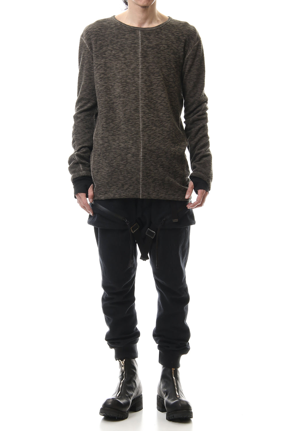 Slab jersey Layered Long sleeve T-shirt Wood Gray