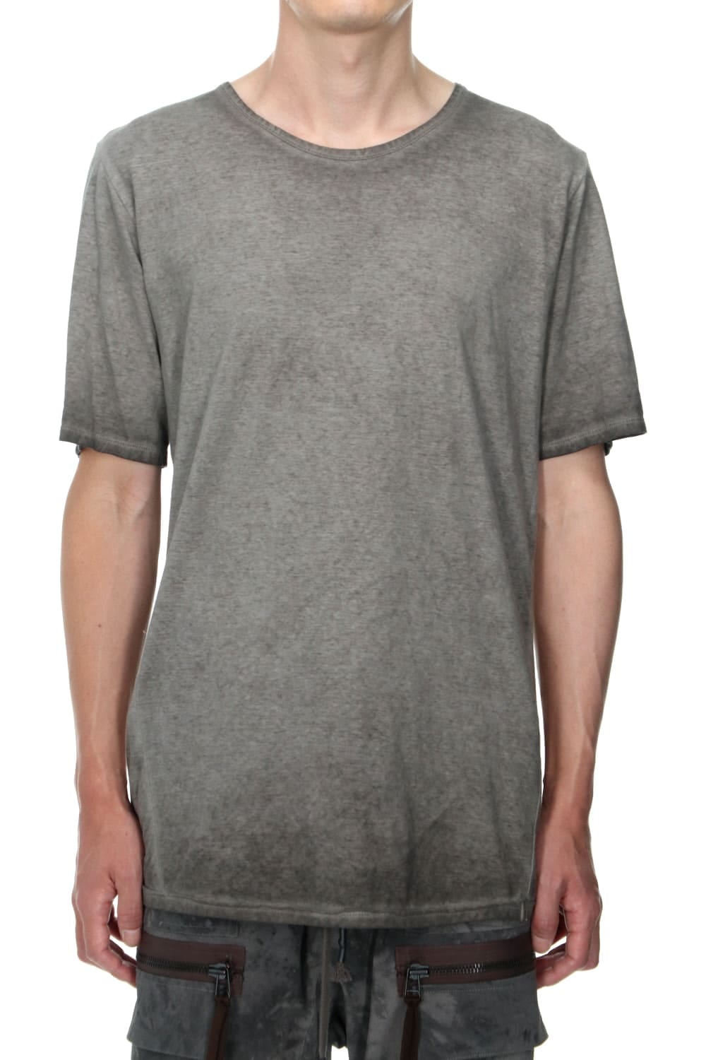 Gradation Cold Dyed Strong Twist Light Cotton Jersey Short Sleeve T-Shirt  Mud Brown