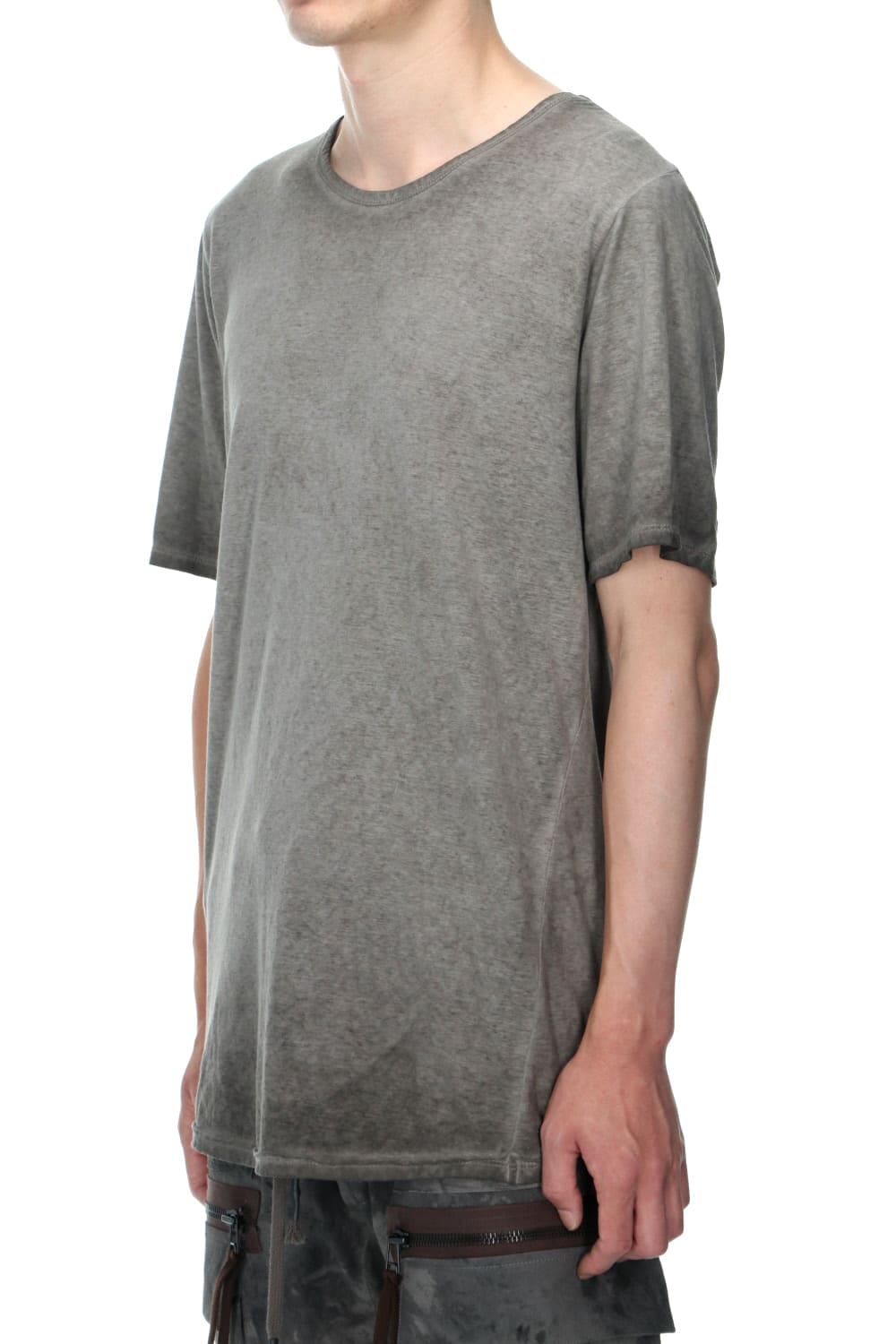 Gradation Cold Dyed Strong Twist Light Cotton Jersey Short Sleeve T-Shirt  Mud Brown
