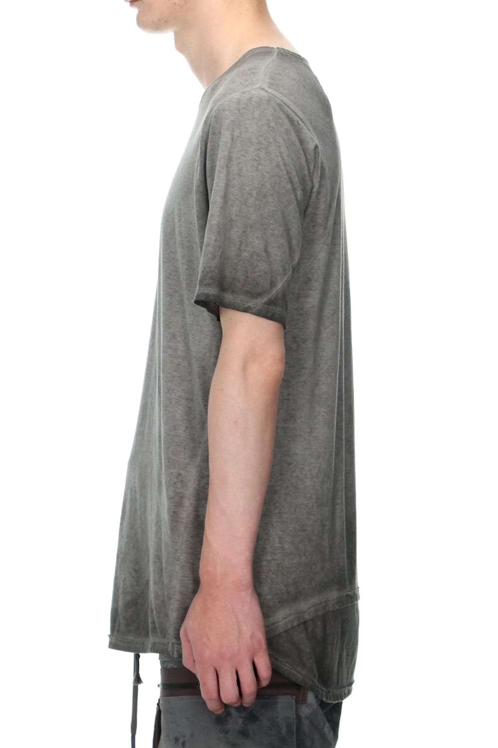 Gradation Cold Dyed Strong Twist Light Cotton Jersey Short Sleeve T-Shirt  Mud Brown