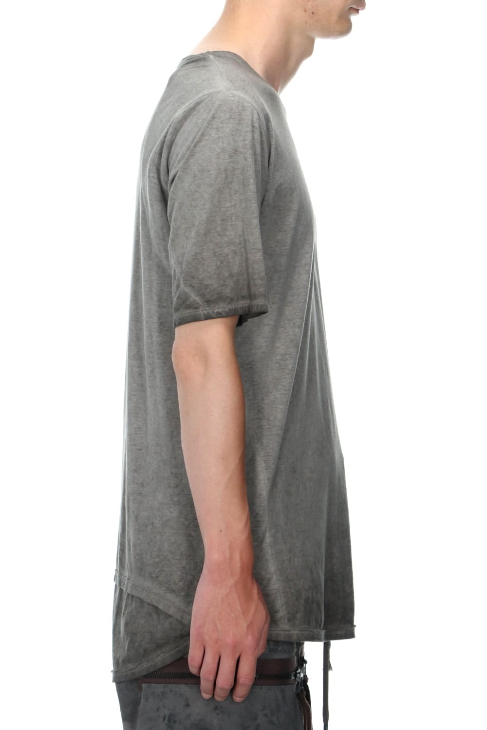 Gradation Cold Dyed Strong Twist Light Cotton Jersey Short Sleeve T-Shirt  Mud Brown