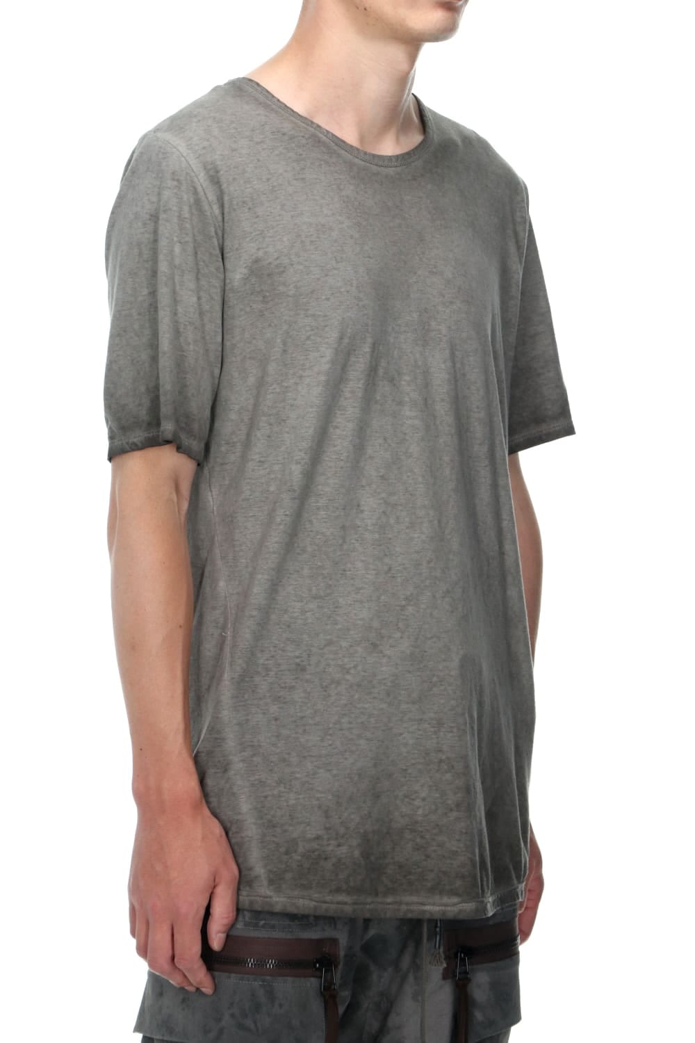 Gradation Cold Dyed Strong Twist Light Cotton Jersey Short Sleeve T-Shirt  Mud Brown