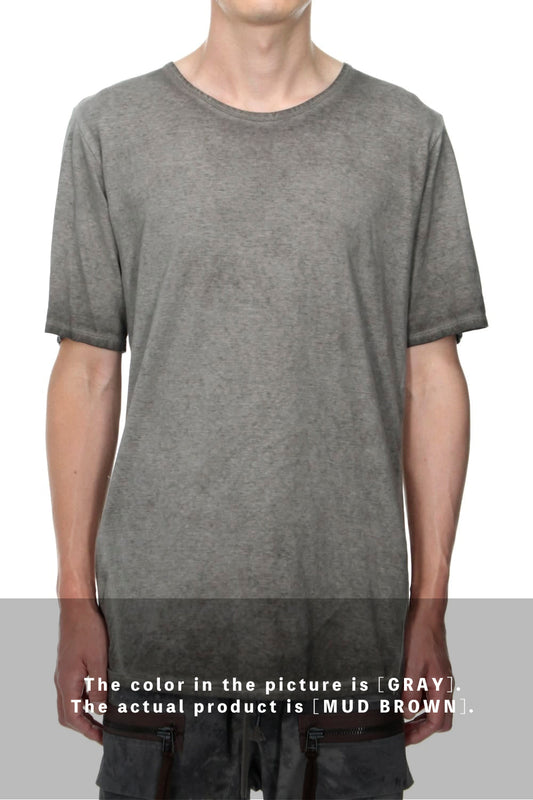 Gradation Cold Dyed Strong Twist Light Cotton Jersey Short Sleeve T-Shirt  Mud Brown