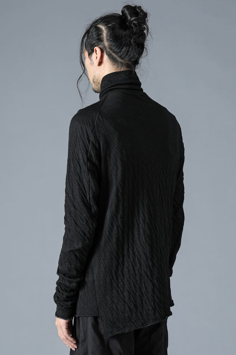 Wool x Cotton Double Face High Neck Long Sleeve T-Shirt Black