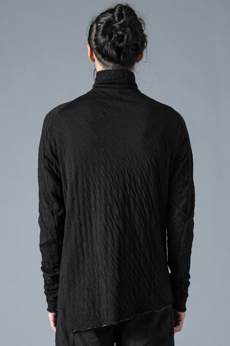 Wool x Cotton Double Face High Neck Long Sleeve T-Shirt Black