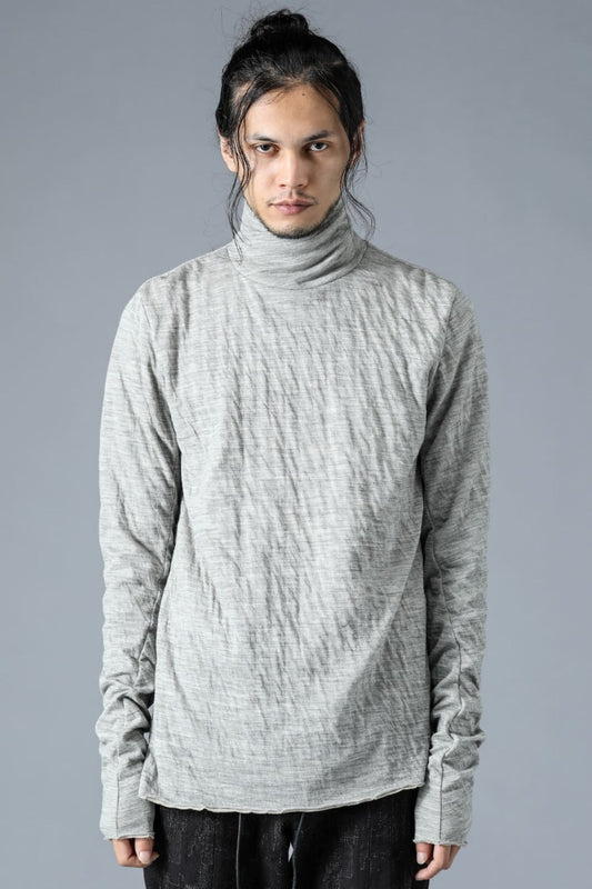 Wool x Cotton Double Face High Neck Long Sleeve T-Shirt Gray