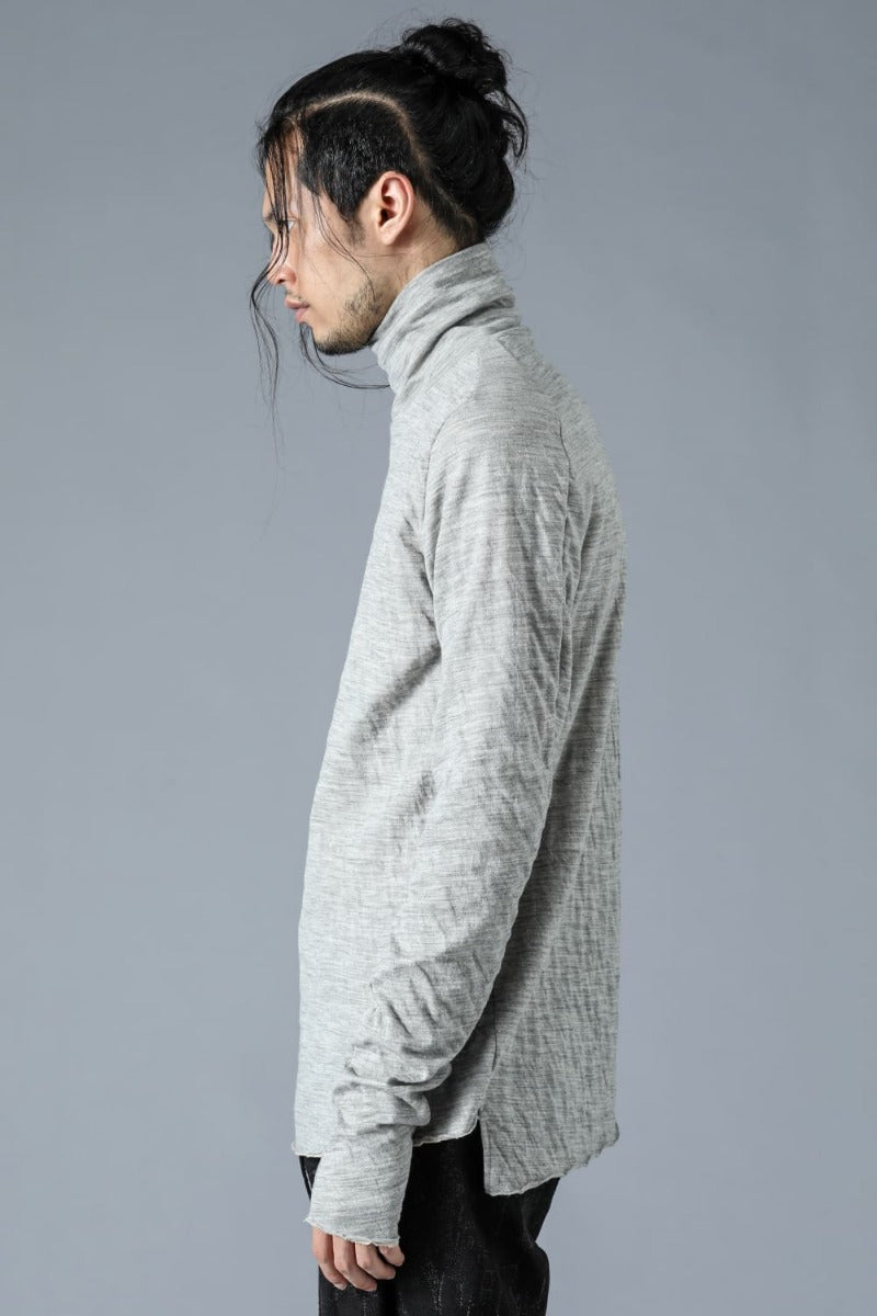 Wool x Cotton Double Face High Neck Long Sleeve T-Shirt Gray