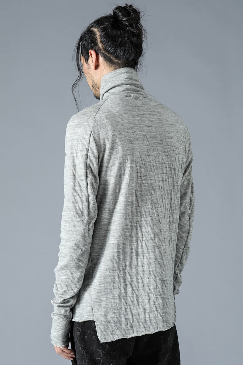 Wool x Cotton Double Face High Neck Long Sleeve T-Shirt Gray