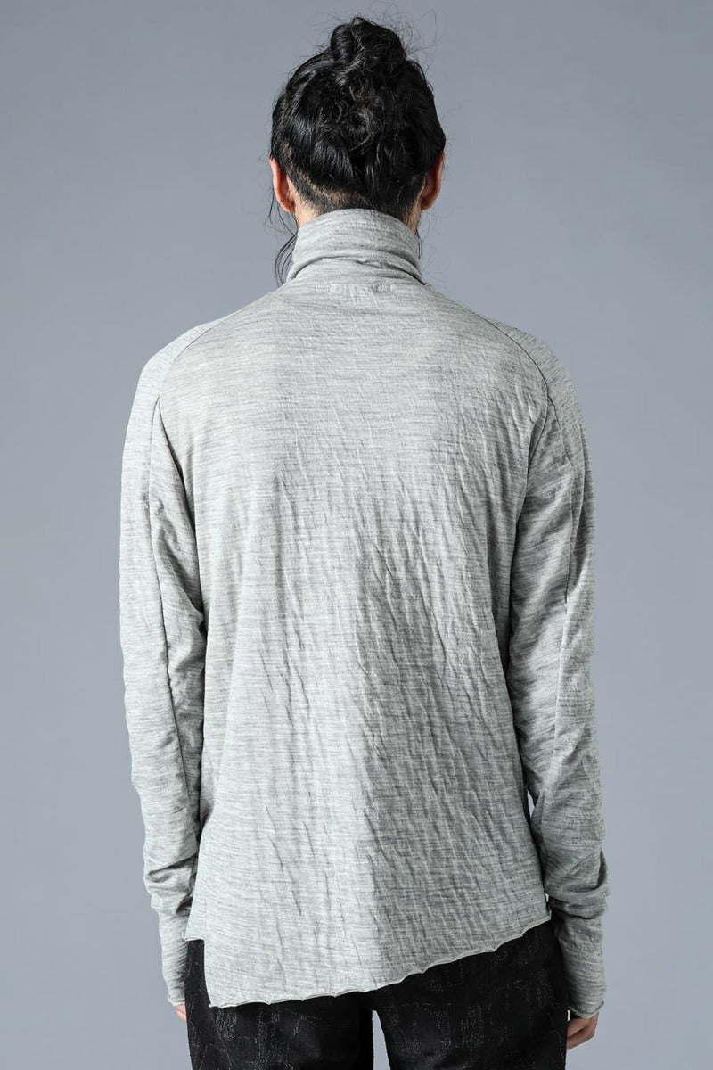 Wool x Cotton Double Face High Neck Long Sleeve T-Shirt Gray