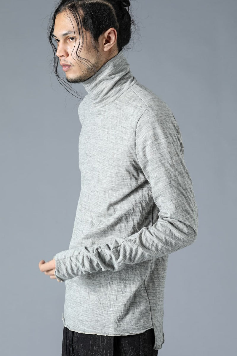 Wool x Cotton Double Face High Neck Long Sleeve T-Shirt Gray