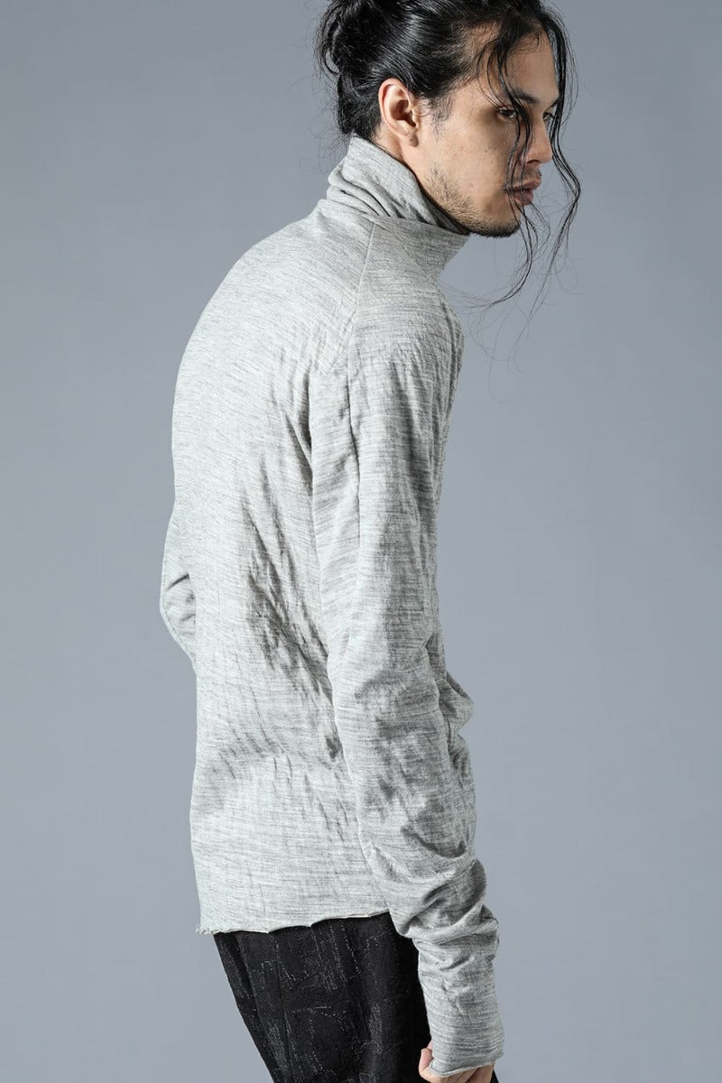 Wool x Cotton Double Face High Neck Long Sleeve T-Shirt Gray