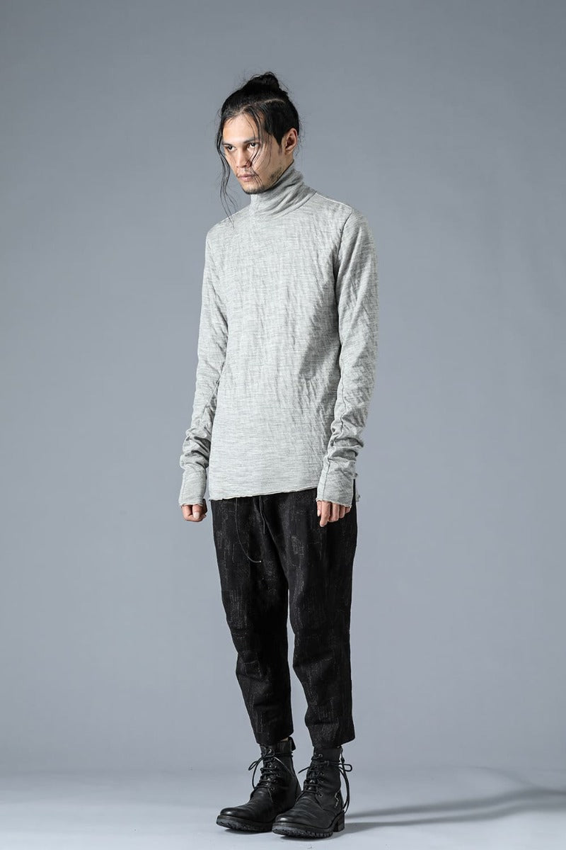 Wool x Cotton Double Face High Neck Long Sleeve T-Shirt Gray