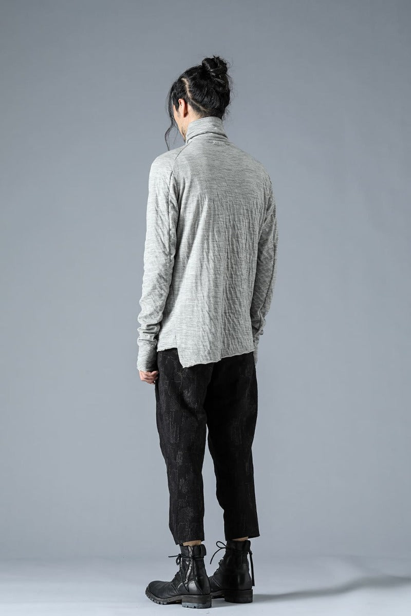 Wool x Cotton Double Face High Neck Long Sleeve T-Shirt Gray