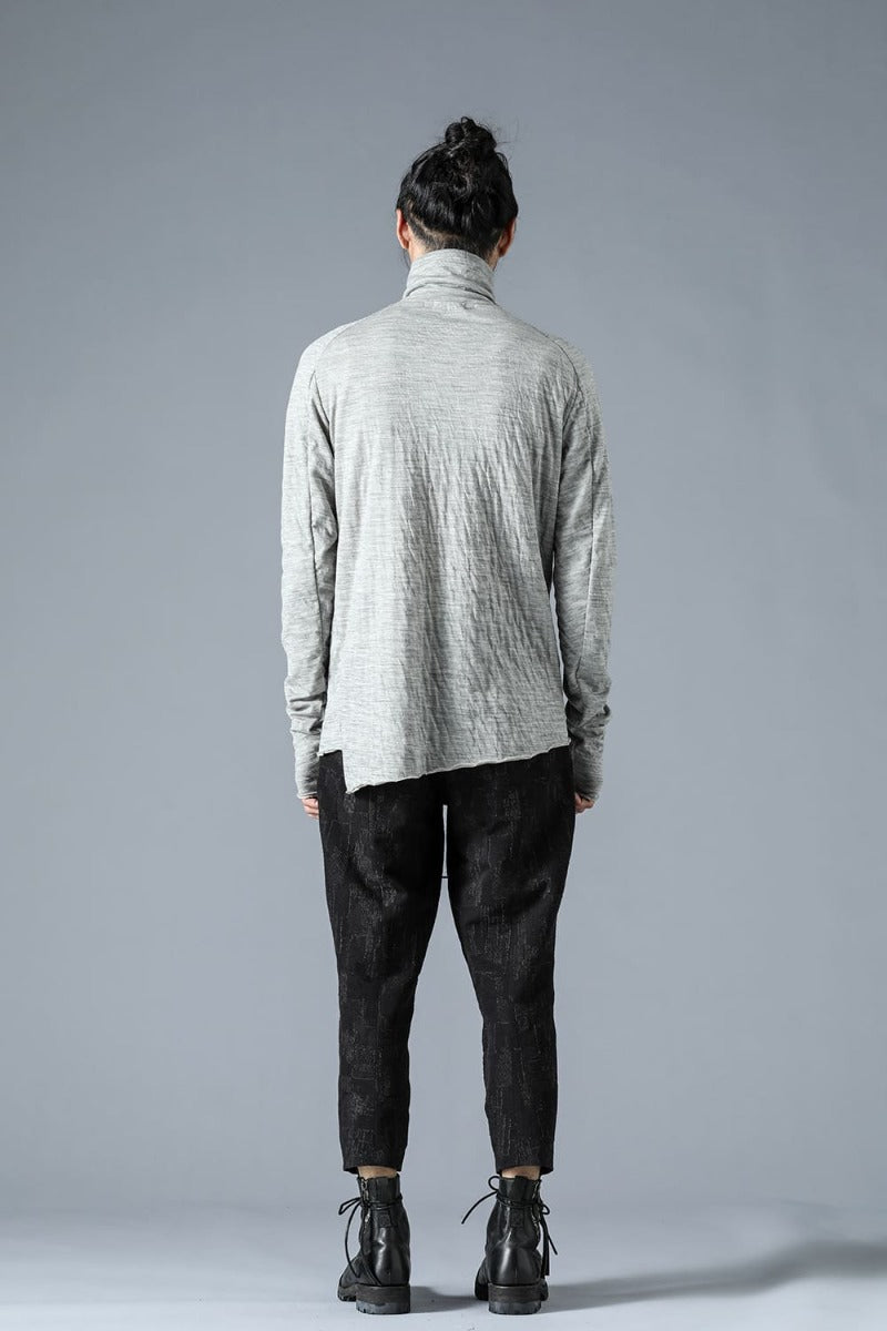 Wool x Cotton Double Face High Neck Long Sleeve T-Shirt Gray