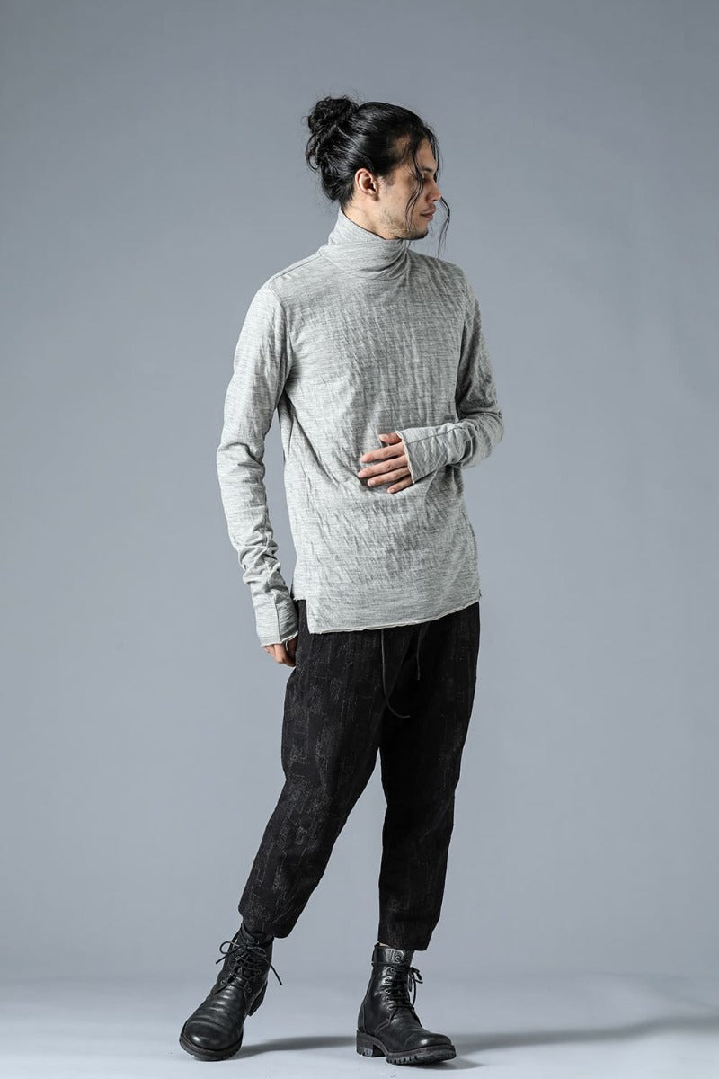 Wool x Cotton Double Face High Neck Long Sleeve T-Shirt Gray