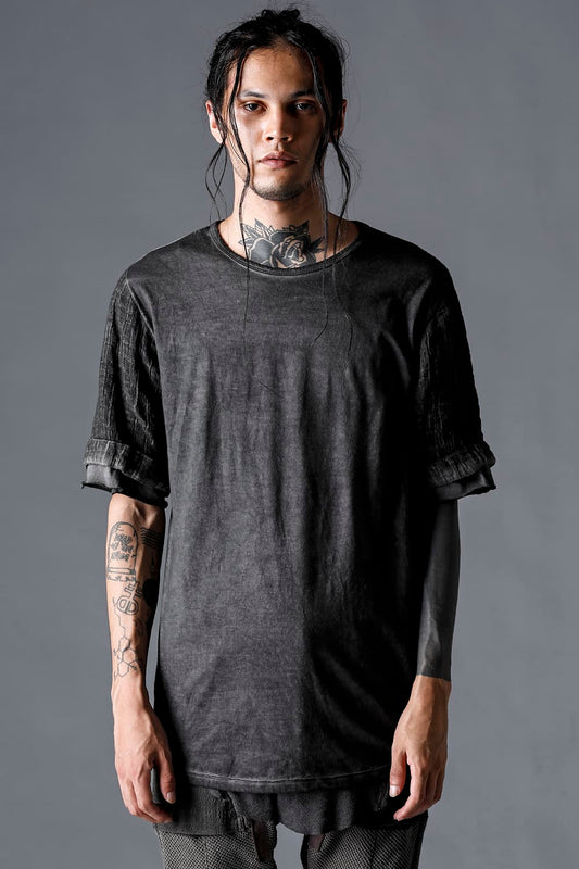 30/- Soft Cotton Jersey Cold Dye Layered Sleeve T-Shirt Charcoal