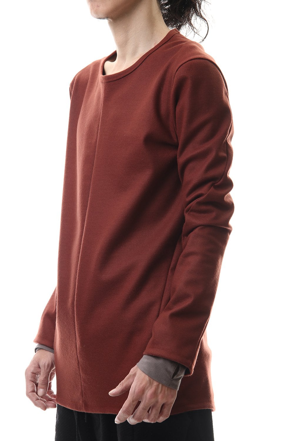 Wool super100s Smooth layered Long sleeve T-shirt Wine