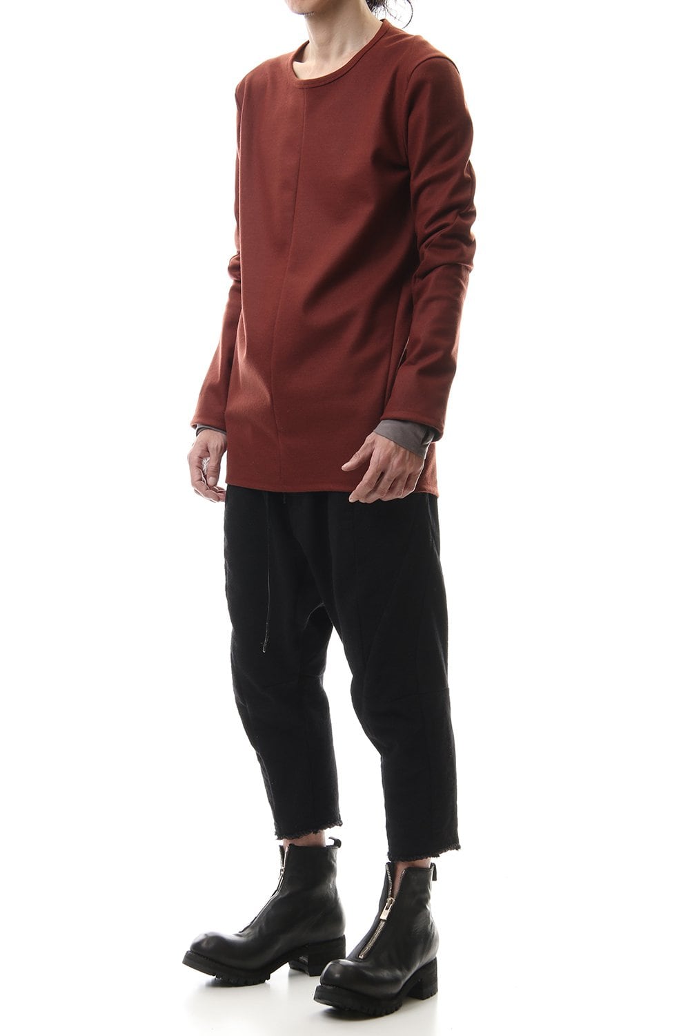 Wool super100s Smooth layered Long sleeve T-shirt Wine