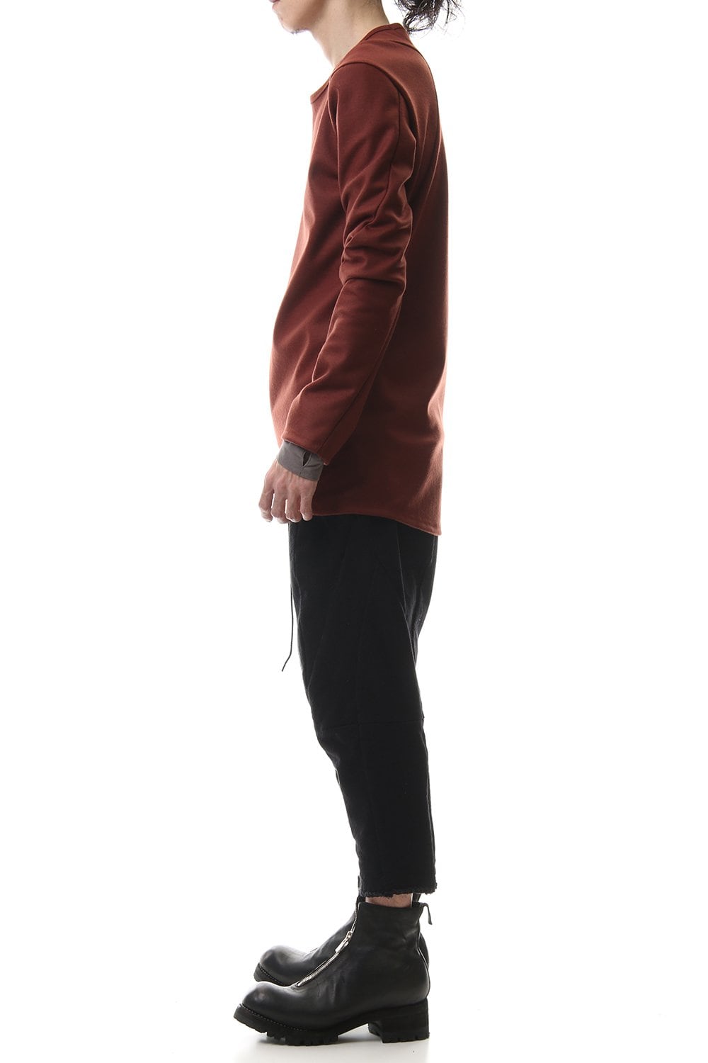 Wool super100s Smooth layered Long sleeve T-shirt Wine