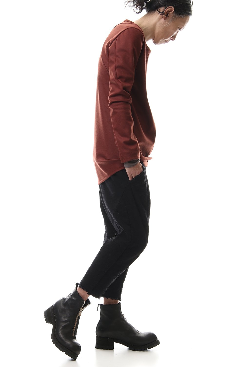 Wool super100s Smooth layered Long sleeve T-shirt Wine