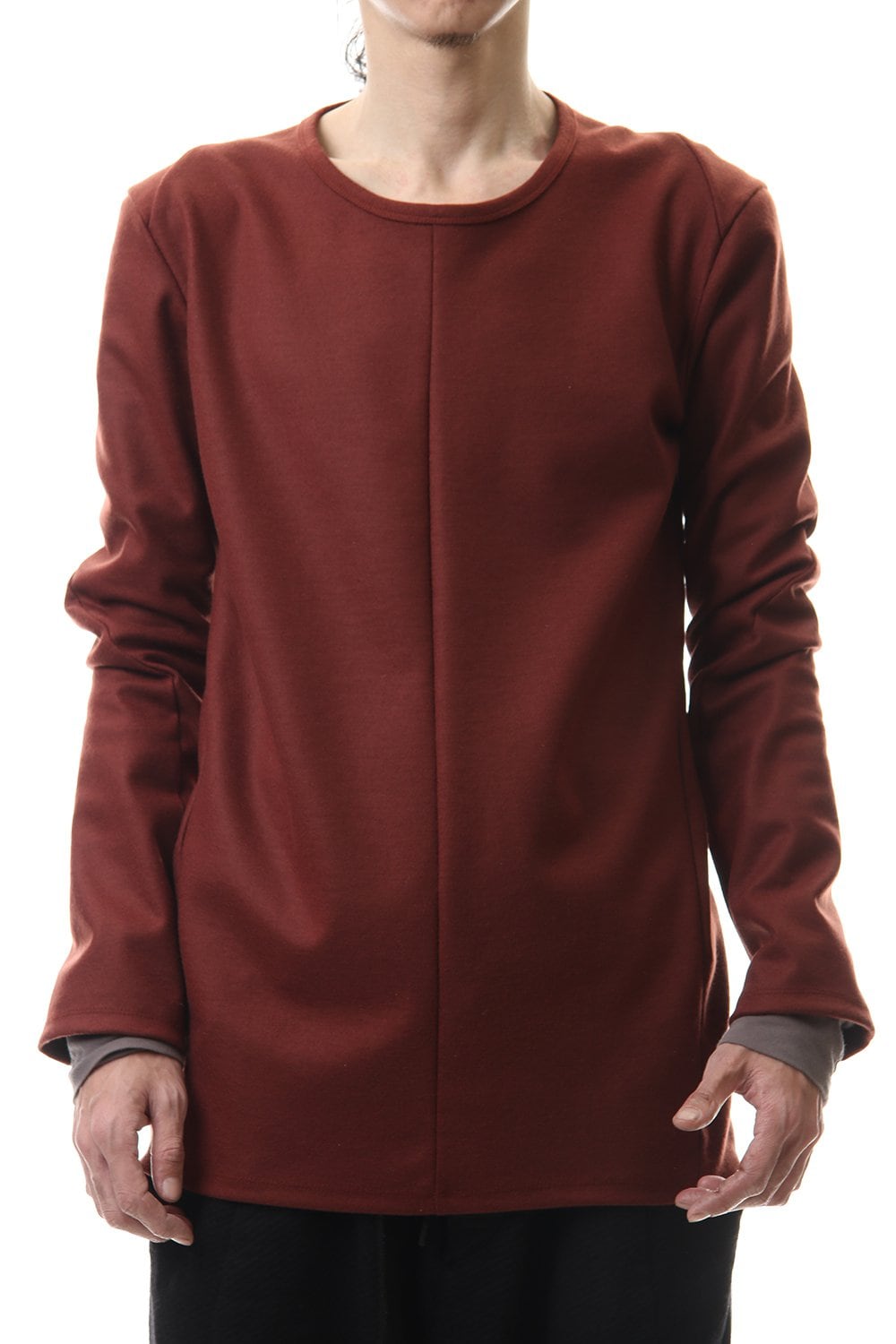 Wool super100s Smooth layered Long sleeve T-shirt Wine