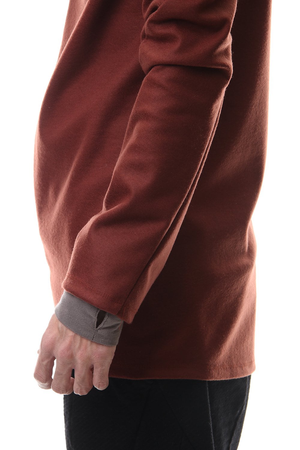 Wool super100s Smooth layered Long sleeve T-shirt Wine