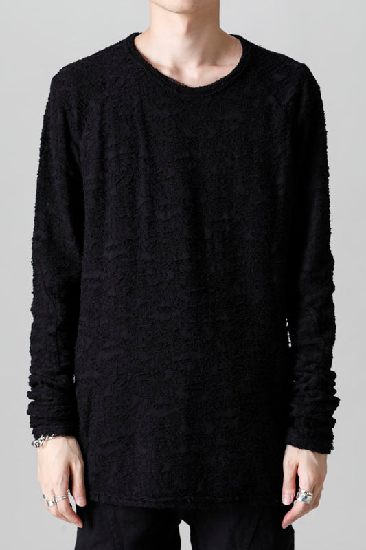 Broken Cotton Jersey Long Sleeve T-Shirt Black